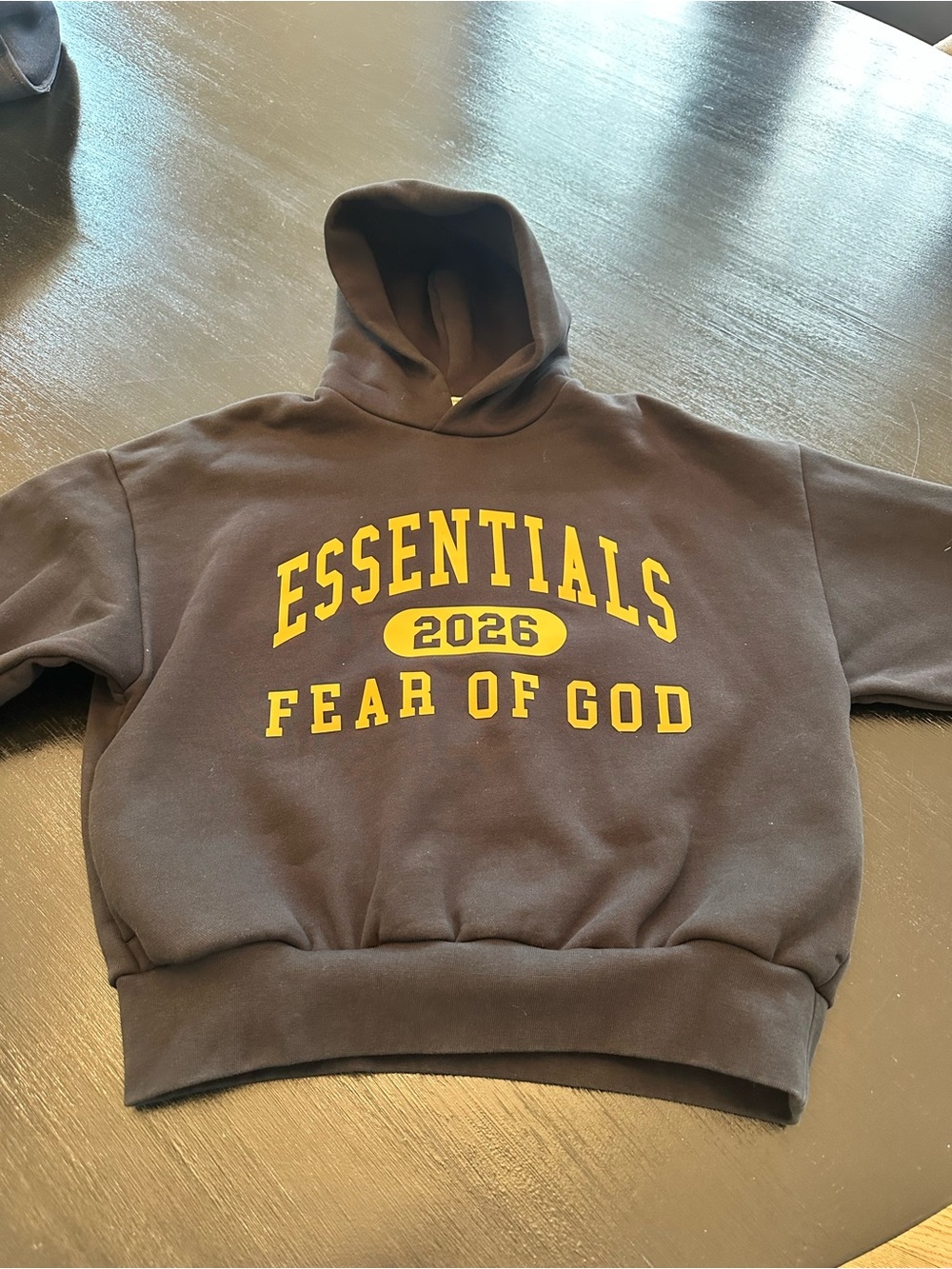 Fear of God Navy Hoodie with Yellow ESSENTIALS 2026 Print
